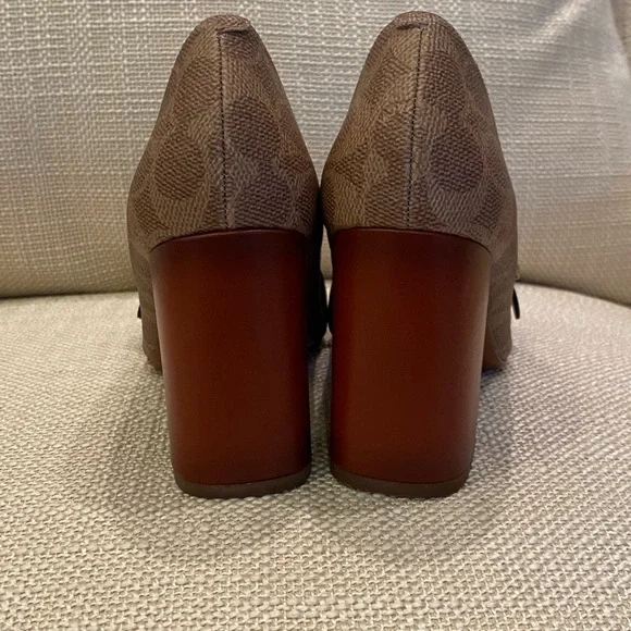 Coach Womens Jade Loafer w Block Heal / Mixed Media / Tan Natural Black / 7 /NWB - Picture 9 of 16